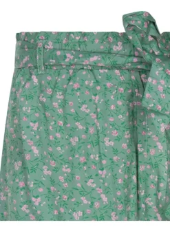 Short paper bag vert d'eau avec imprimé liberty all-over coupe droite