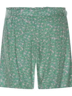 Short paper bag vert d'eau avec imprimé liberty all-over coupe droite