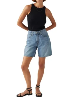 Short 5 poches 94 baggy en coton stone uni avec une coupe droite