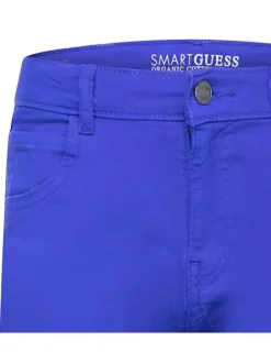 Short 5 Poches bleu en coton uni avec une coupe régular