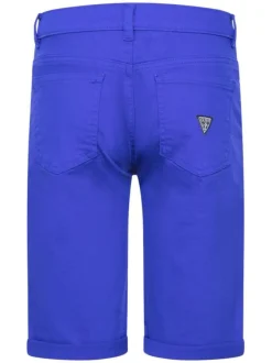 Short 5 Poches bleu en coton uni avec une coupe régular