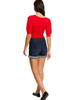 Short 5 Poches brut uni à revers avec passants pour ceinture