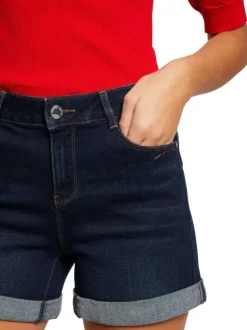 Short 5 Poches brut uni à revers avec passants pour ceinture