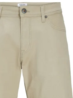 Short 5 Poches en coton beige uni avec jacron camel et une coupe ajustée