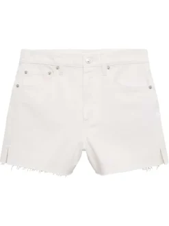 Short 5 poches en coton blanc uni avec une coupe droite et des boutons
