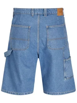 Short 5 Poches en coton bleu uni avec une coupe droite et des poches