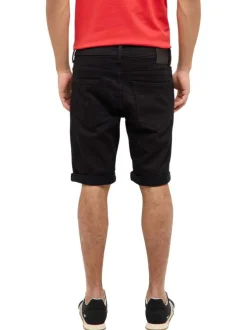 Short 5 poches en coton mélangé noir uni avec une coupe droite