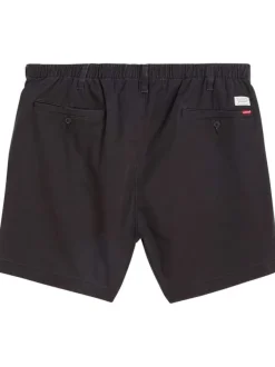 Short 5 poches en coton stretch noir uni à coupe courte et taille élastiquée
