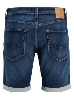 Short 5 Poches indigo uni avec une coupe droite et des passants