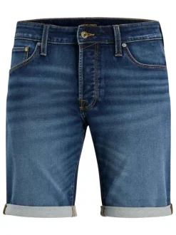 Short 5 Poches indigo uni avec une coupe droite et des passants