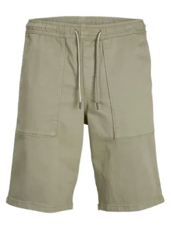Short 5 Poches Lewis en coton kaki uni avec coupe droite et 2 grandes poches