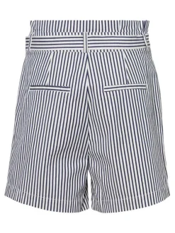 Short pour femme marine et blanc à rayures coupe droite