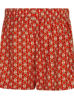 Short rouge avec imprimé rétro all-over coupe trapèze