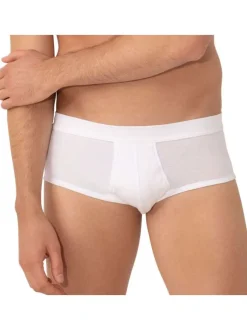 Slip blanc en coton premium avec une taille haute et une coupe ouverte