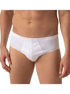 Slip blanc uni en coton d'Egypte avec une taille haute et élastiquée