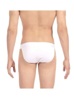 Slip blanc uni style tanga avec taille élastiquée blanche