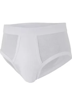 Slip en coton blanc uni avec une coupe fermée et une taille élastiquée