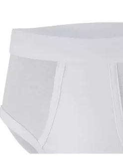 Slip en coton blanc uni avec une coupe fermée et une taille élastiquée