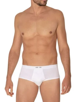 Slip en coton blanc uni avec une coupe ouvert