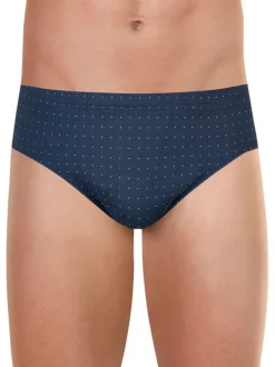 Slip en coton bleu marine avec un imprimé à pois blancs et une coupe fermée