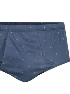 Slip en coton bleu marine à petits motifs avec une ceinture élastiquée