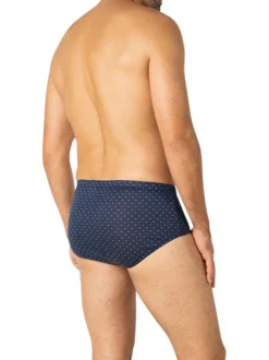 Slip en coton bleu marine à taille haute avec des minis motifs imprimés