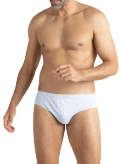 Slip en coton ciel pourvu de motifs imprimés et d'une taille élastiquée