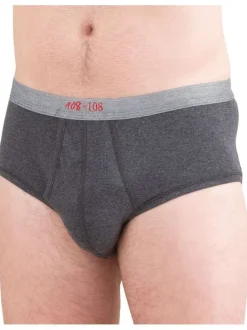 Slip en coton gris anthracite à taille haute élastiquée avec une coupe ouverte