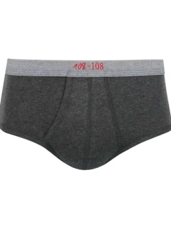Slip en coton gris anthracite à taille haute élastiquée avec une coupe ouverte