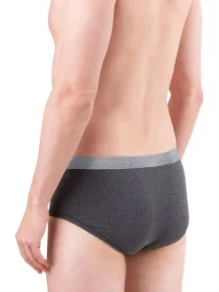 Slip en coton gris anthracite à taille haute élastiquée avec une coupe ouverte