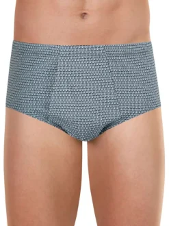 Slip en coton gris clair avec un imprimé géométrique et une coupe ouverte