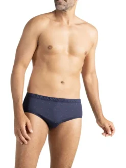 Slip en coton marine à motifs pourvu d'une taille élastiquée