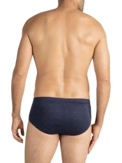 Slip en coton marine à motifs pourvu d'une taille élastiquée