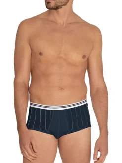 Slip en coton marine rayé avec une coupe ouvert