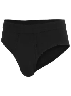 Slip en coton noir uni avec une coupe fermée et une taille élastiquée