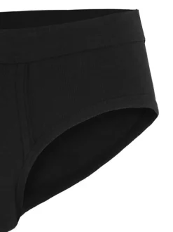 Slip en coton noir uni avec une coupe fermée et une taille élastiquée