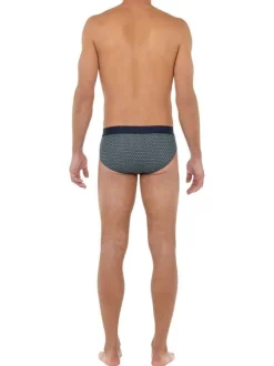 Slip marine imprimé géométrique à coupe fermée et ceinture élastiquée