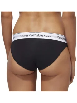 Slip noir en coton avec taille élastiquée blanche avec nom de la marque