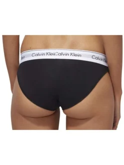 Slip noir en coton avec taille élastiquée blanche avec nom de la marque