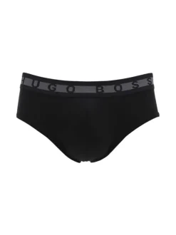 Slip noir en coton mélangé uni