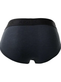 Slip noir à fines rayures avec taille élastiquée noire