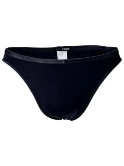 Slip noir uni avec taille élastiquée et surpiqûres ton sur ton