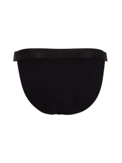 Slip noir uni style tanga avec taille élastiquée noire