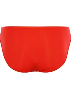 Slip rouge uni avec surpiqûres ton sur ton et taille élastiquée rouge