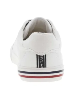 Sneakers blanches avec le nom de la marque imprimé et à lacets plats