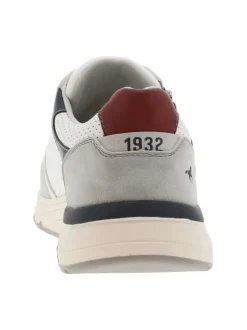 Sneakers blanches et grises fermées par un zip et à lacets plats