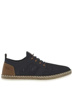 Sneakers bleues marine et marrons en filet ajourées à fermeture slip-on