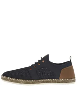 Sneakers bleues marine et marrons en filet ajourées à fermeture slip-on