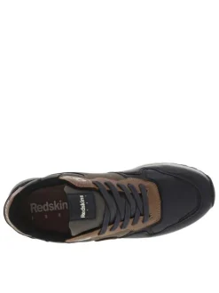 Sneakers bleu marine, kaki et camel à talon plat et à lacets plats marine