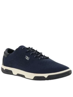 Sneakers bleu marineà semelle plate avec une fermeture à lacets ronds
